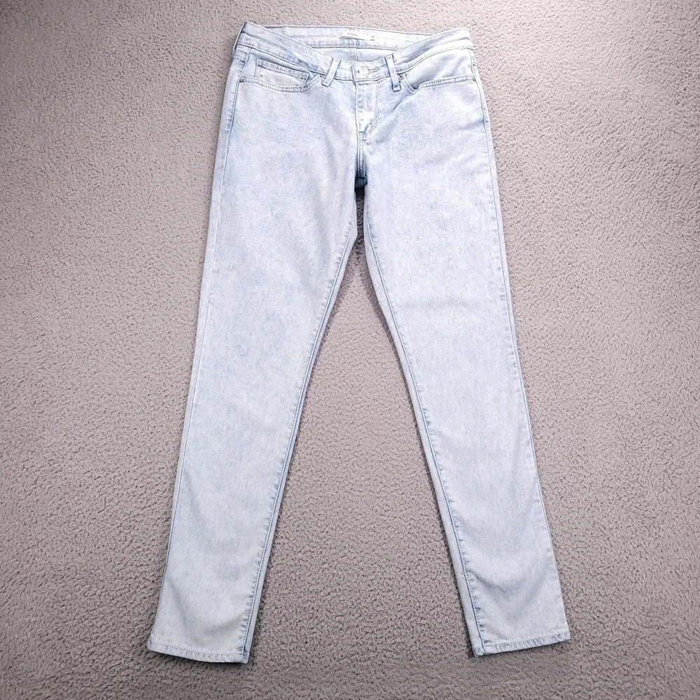 LEVIS 711 Jeans Size 30 Skinny Mid Rise Light Acid Wash Stretch Denim - Picture 2 of 14